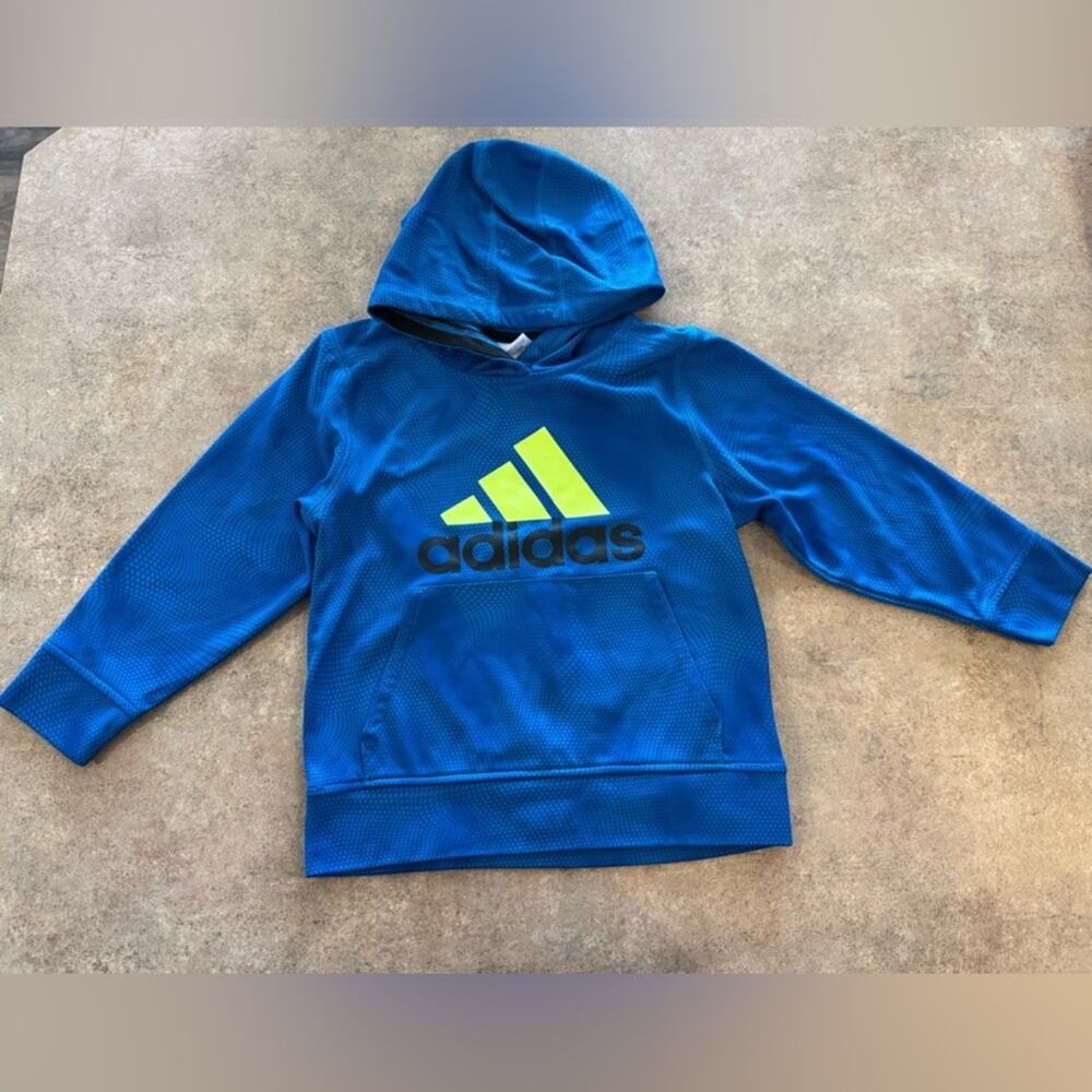 Adidas Youth Blue and Yellow Pull Over Hoodie, Size 6 Casual Colorful